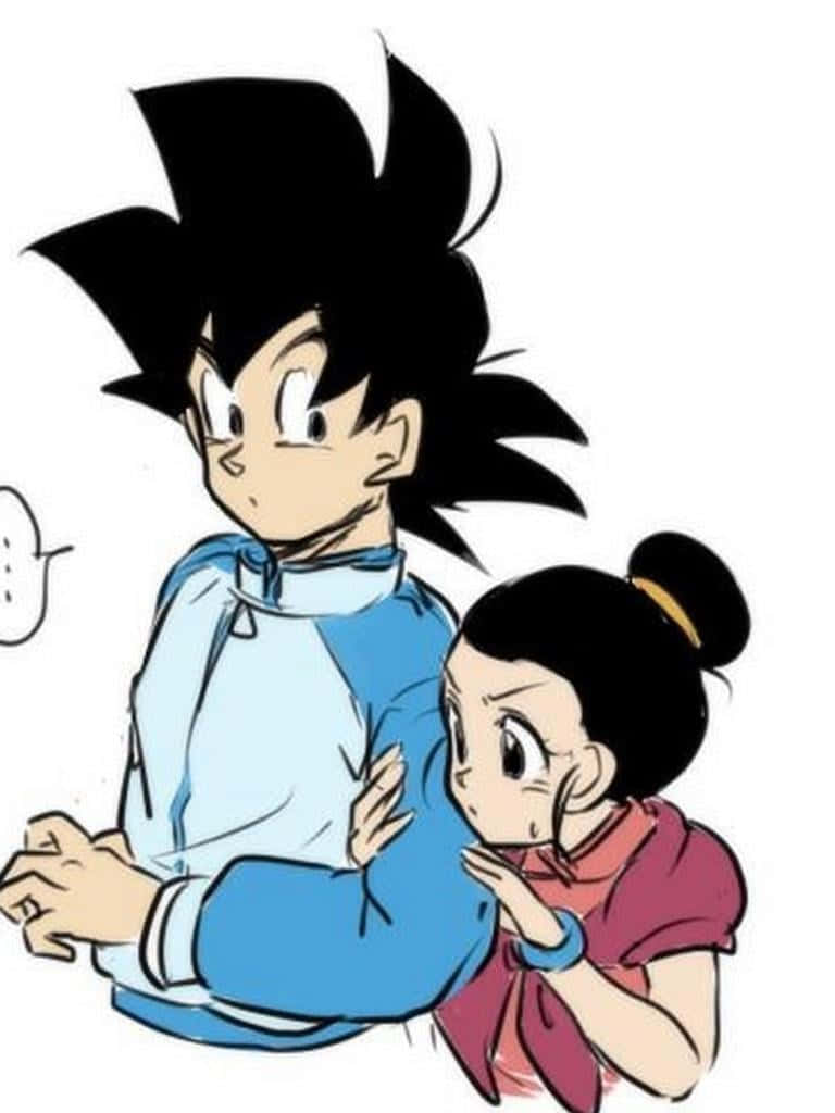 Goku And Chichi, In Each Other's Arms, Show Their Unconditional Love For One Another. Background