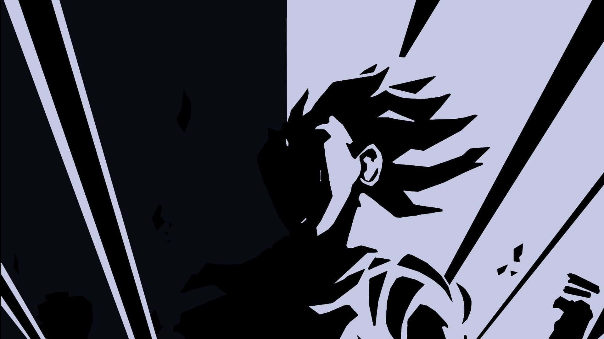 Goku And Friends Engaged In Battle During Dragon Ball Black And White Background