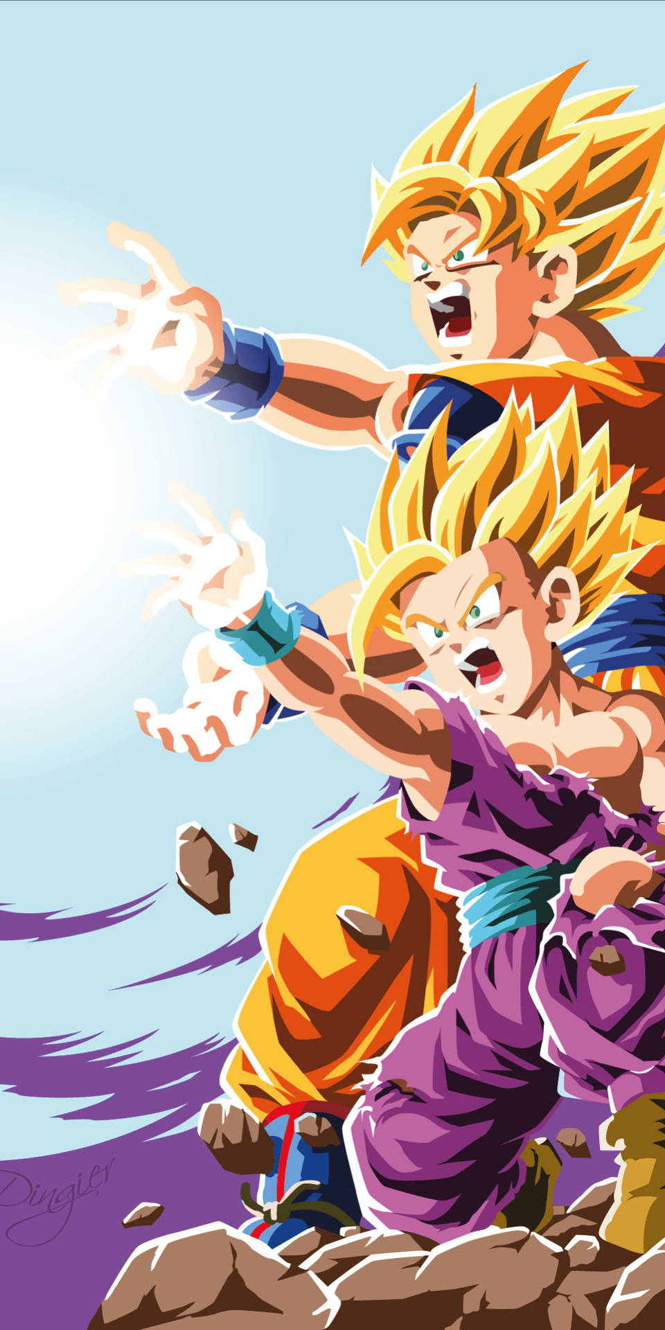 Goku And Gohan Super Saiyan 2 Digital Art Background