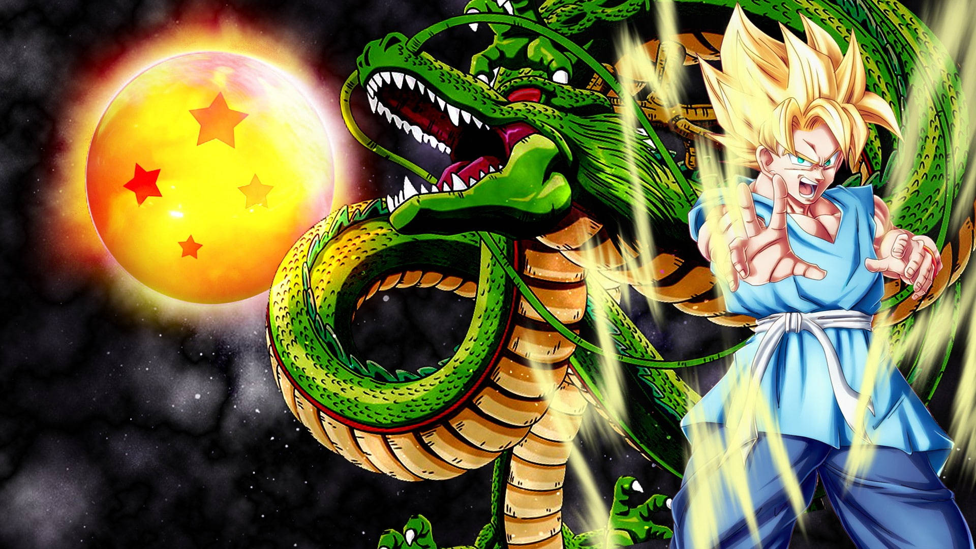 Goku And Green Dragon Background