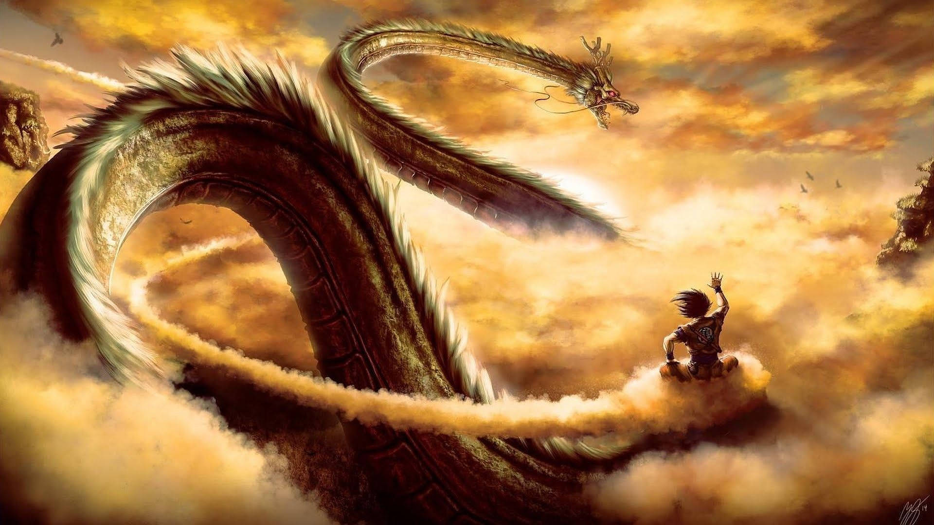 Goku And Shenron Japanese Dragon Pc Background