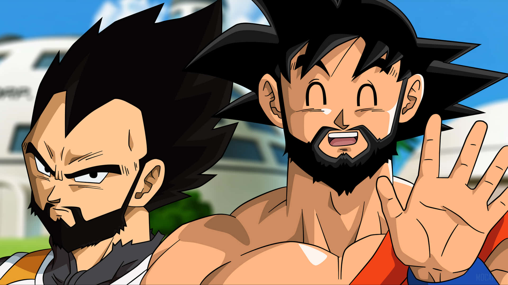 Goku And Vegeta In Hyperbolic Battle Background