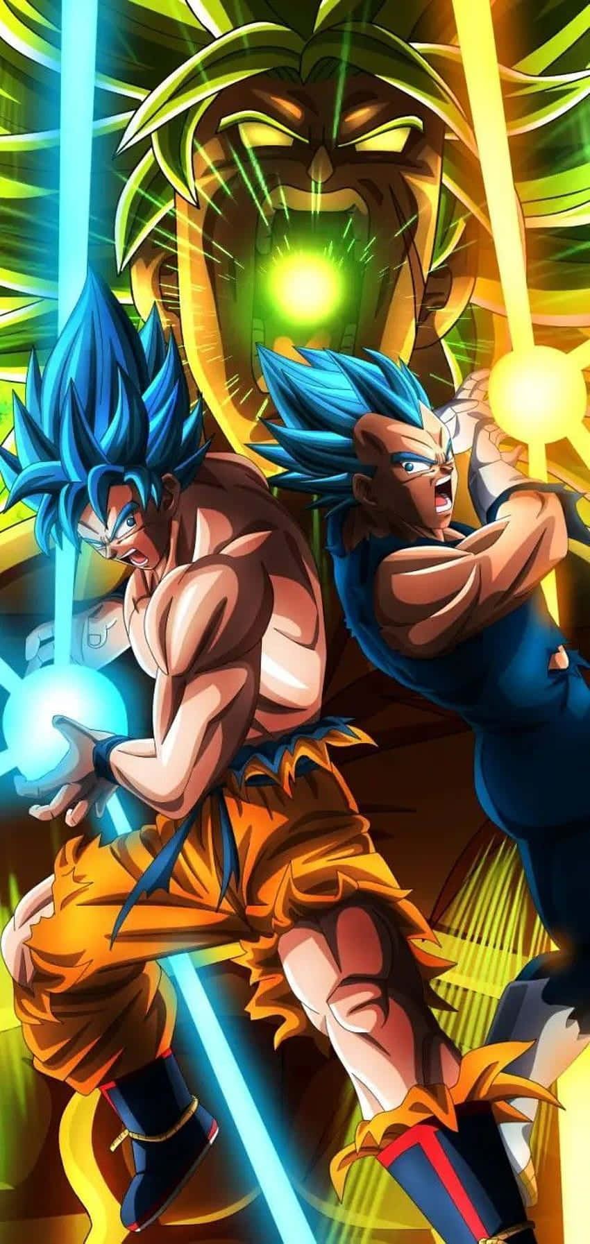 Goku And Vegeta, The Most Iconic Duo Of The Dragon Ball Universe, Stand Side By Side Ready For Battle. Background