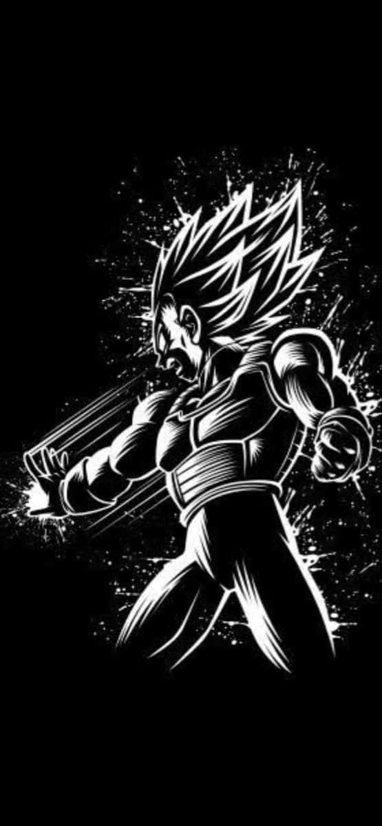 Goku Battles With Vegeta In A Black And White World