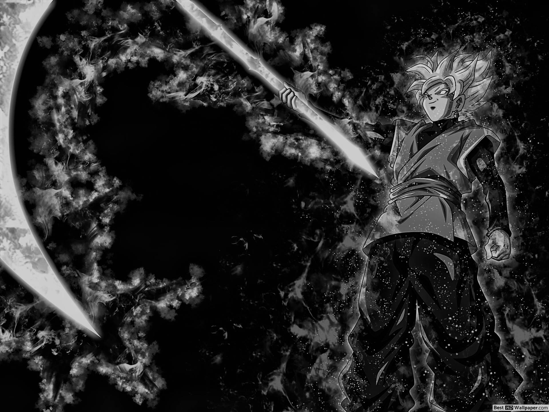 Goku Black And White Scythe Background