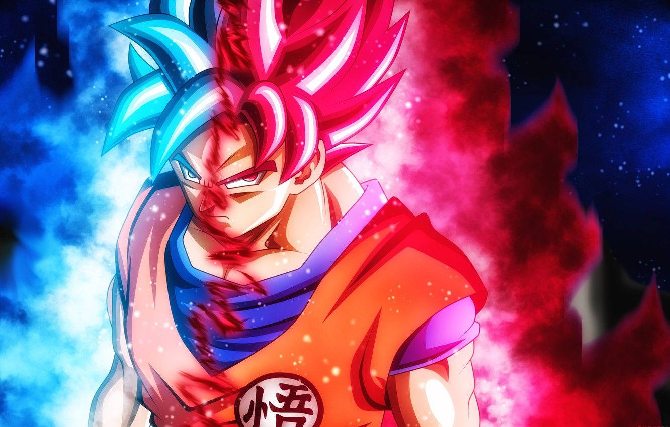 Goku Blue And Red Kaioken Background