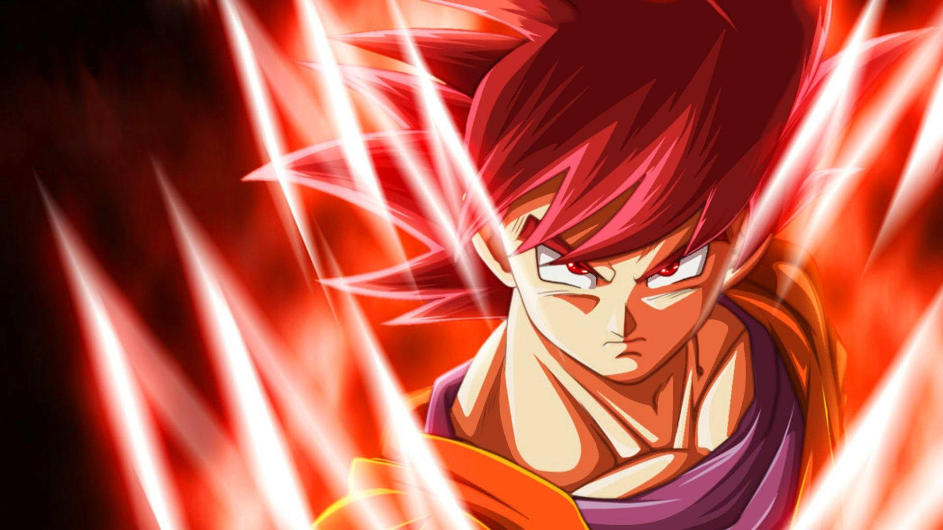 Goku Bright Red Kaioken Force Background