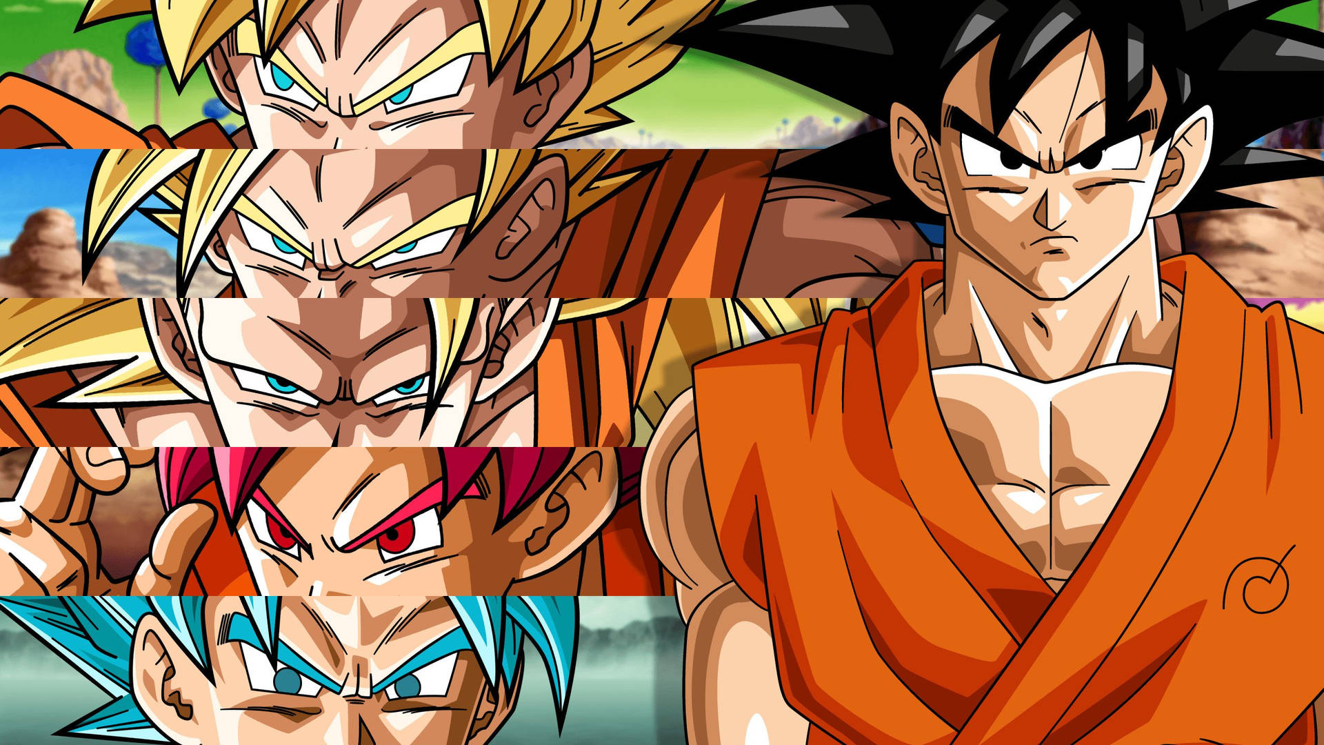 Goku Dragon Ball Super Different Forms Background