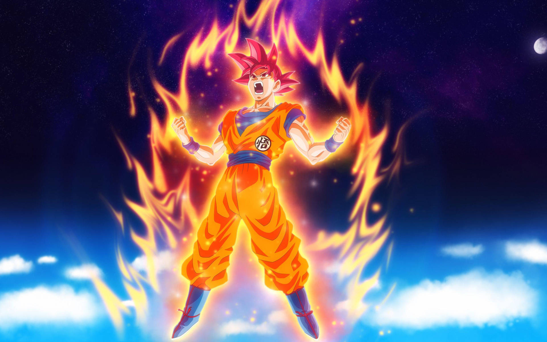 Goku Dragon Ball Super On Fire Background