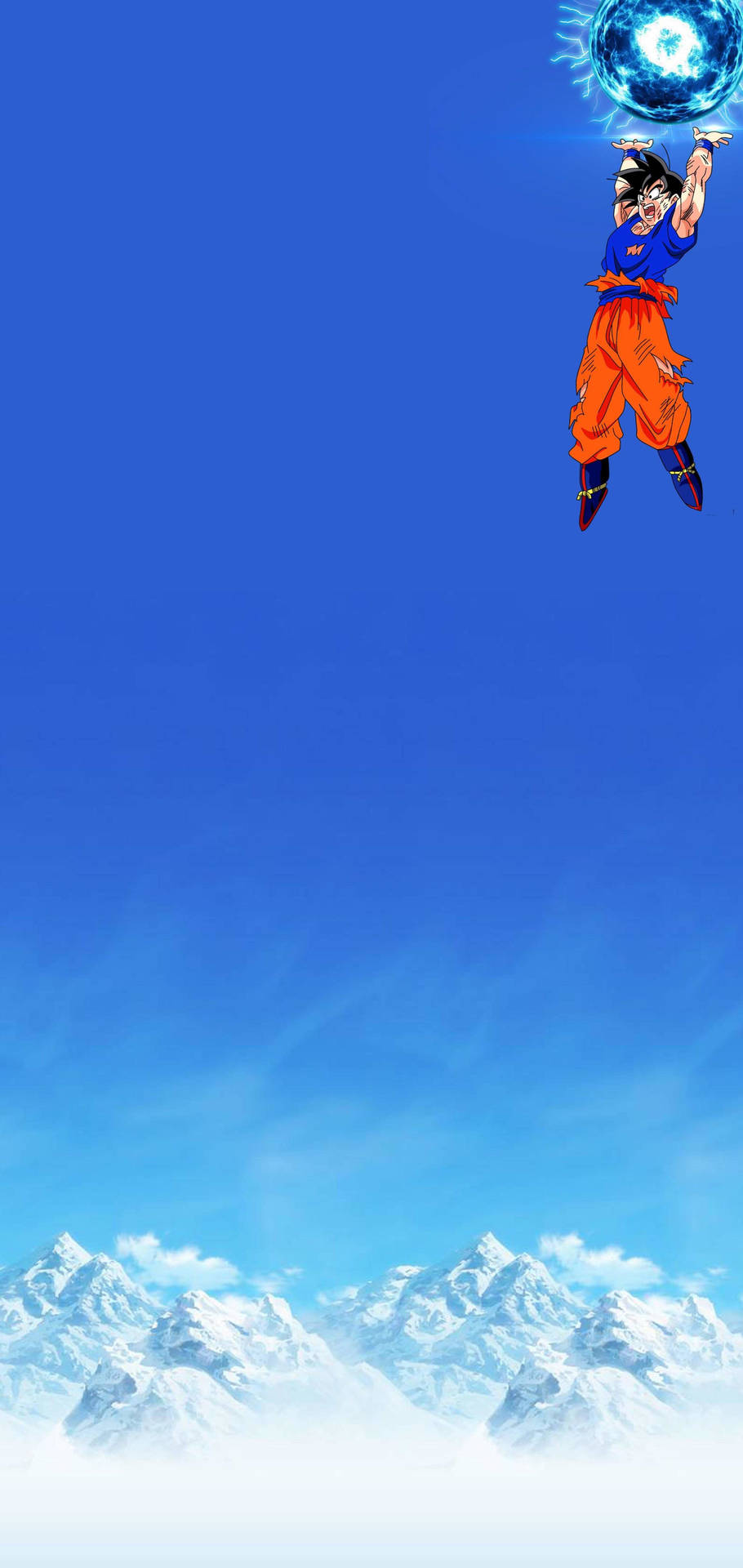 Goku Floating With Spirit Bomb Background