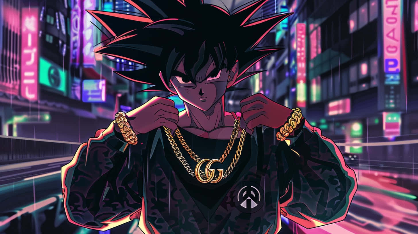 Goku Gucci Hybrid Fashion Artwork Background
