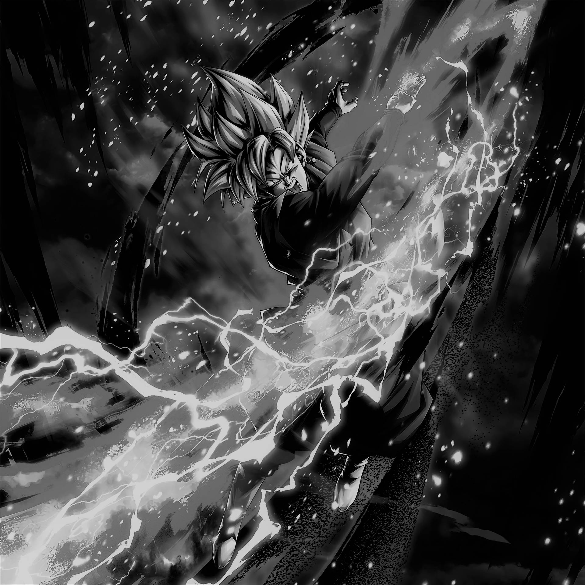 Goku In Black And White Background