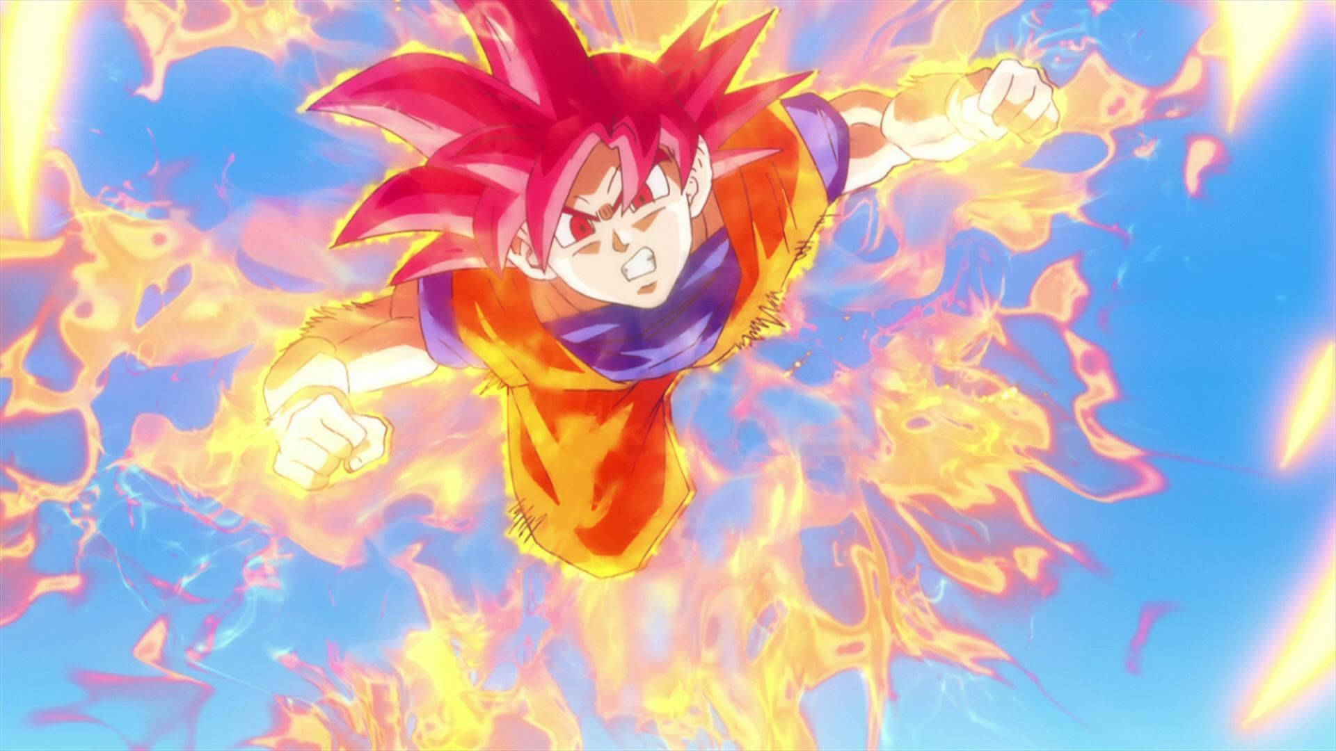 Goku In Orange Kaioken Flame