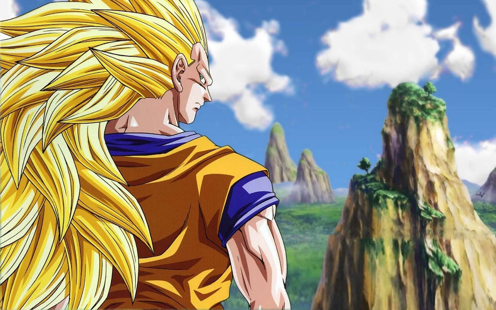 Goku In Super Saiyan 3 Form In Full Power Background