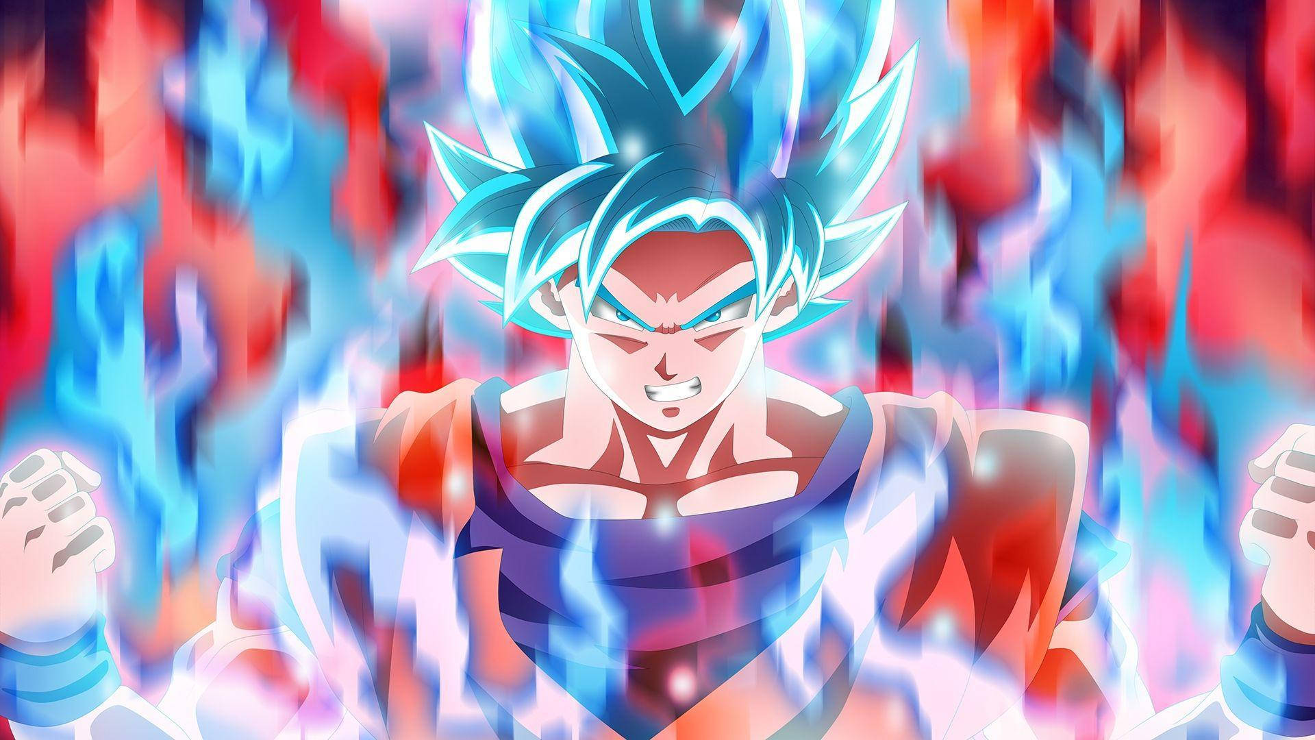 Goku Light Blue Kaioken Flame Background
