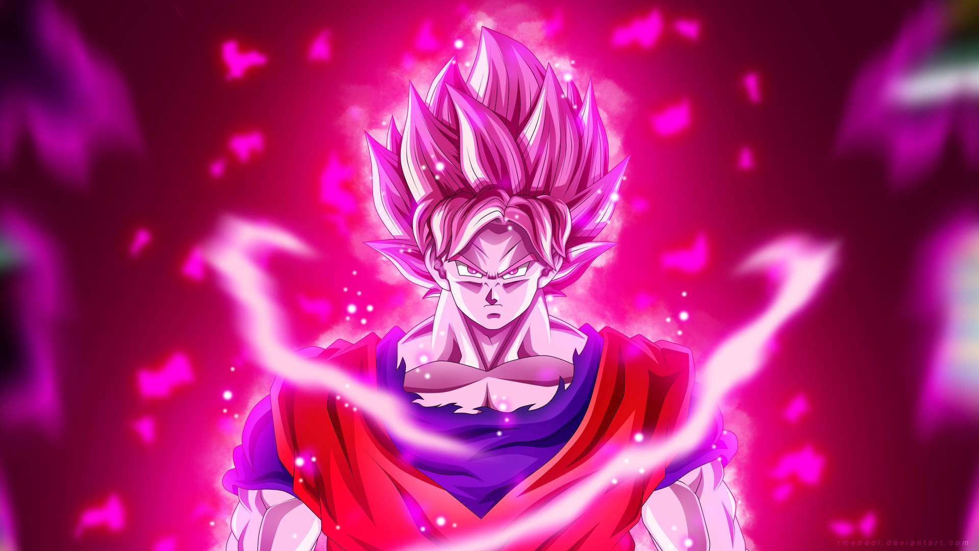Goku Neon Pink Kaioken Aura Background