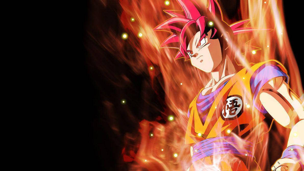 Goku Orange Kaioken Energy Poster Background