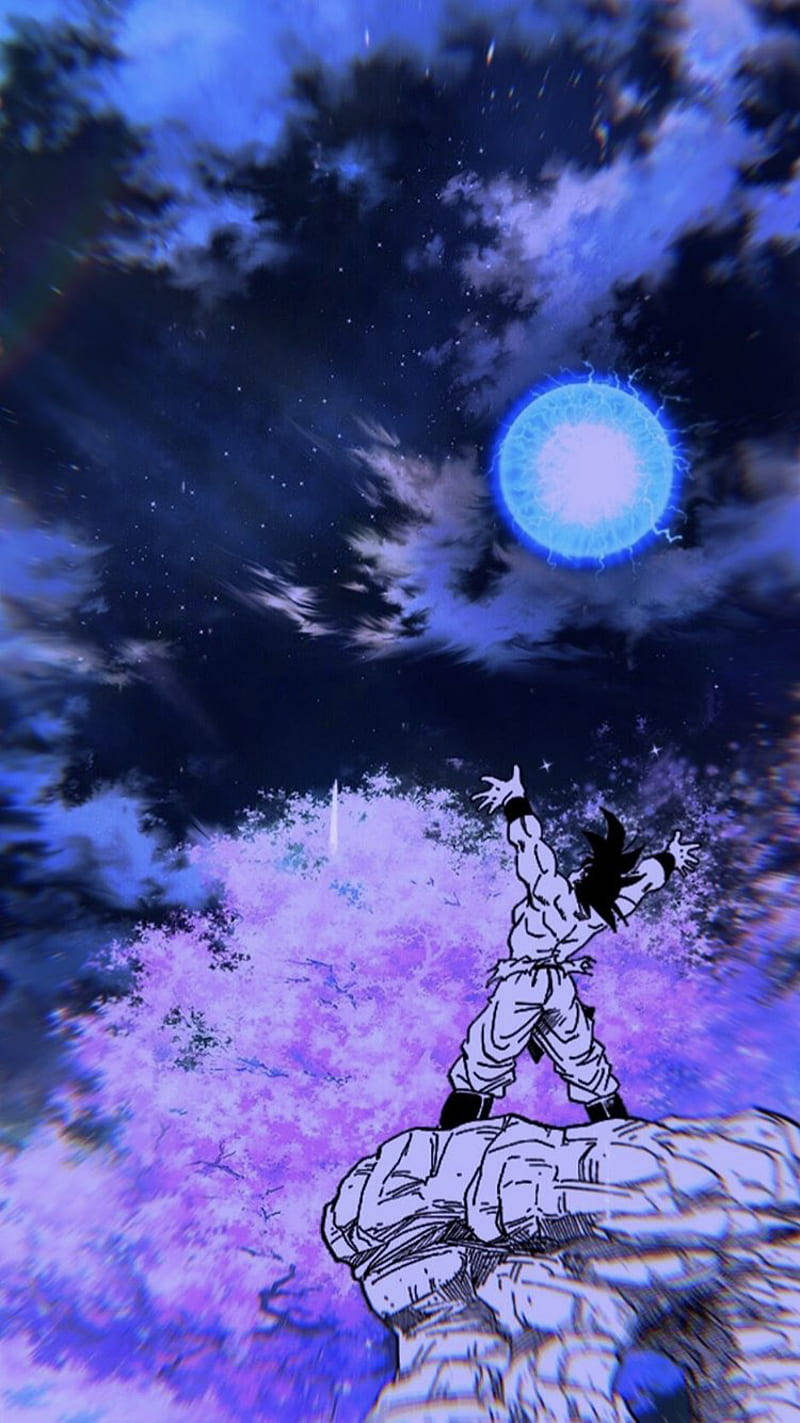 Goku Poster With Spirit Bomb Background