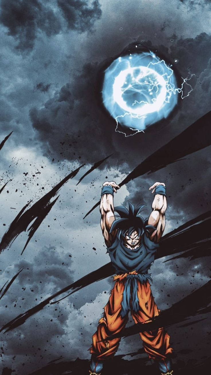 Goku Raised Hands Spirit Bomb Background