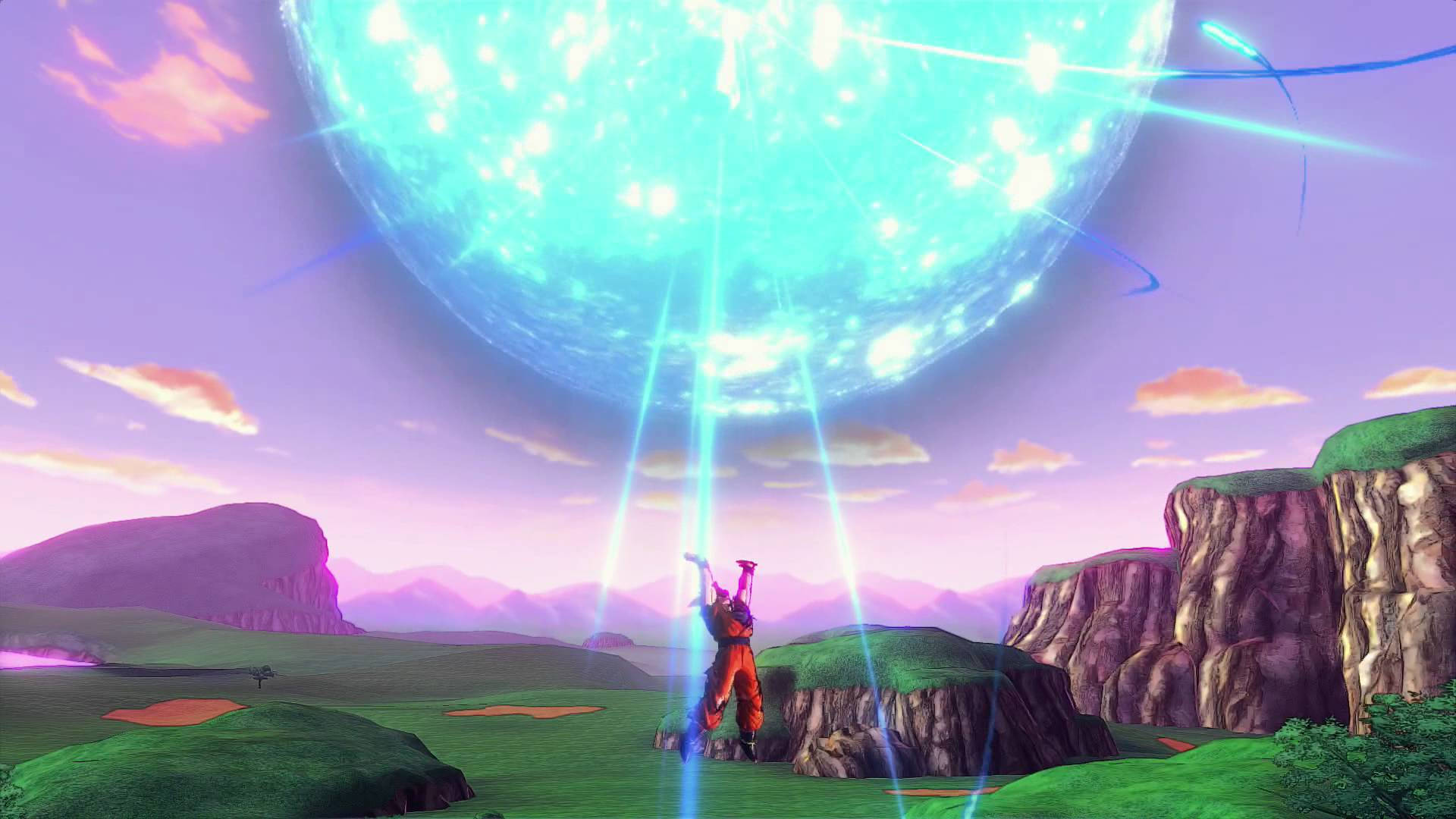 Goku Spirit Bomb In Planet Nemik Background