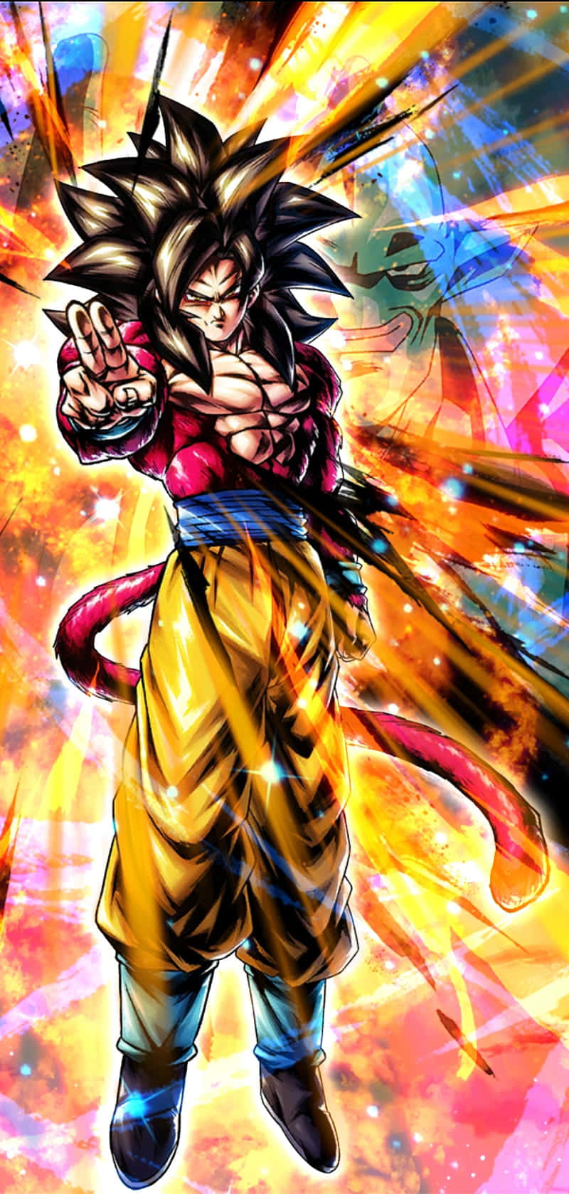 Goku Super Saiyan 4 Colorful Art Background