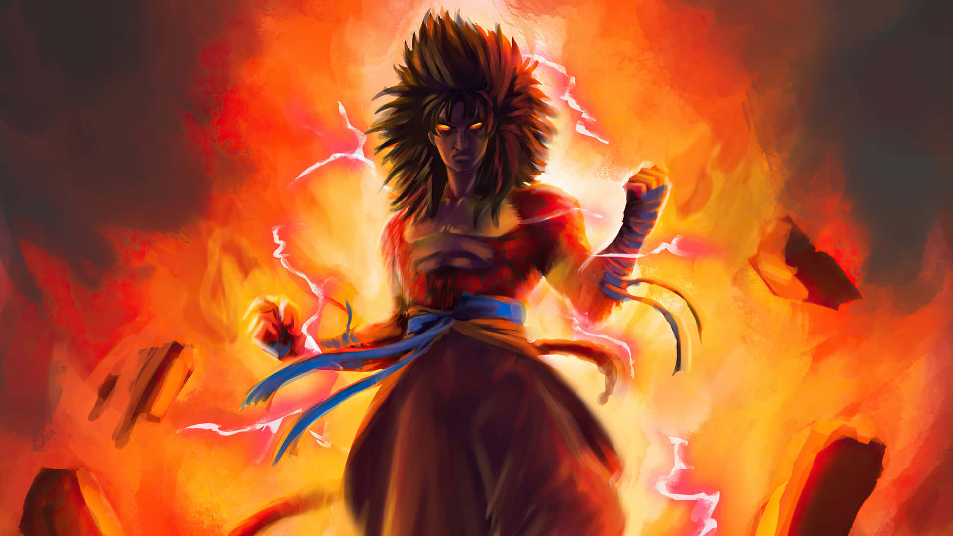 Goku Super Saiyan 4 Dazzling In Power Background