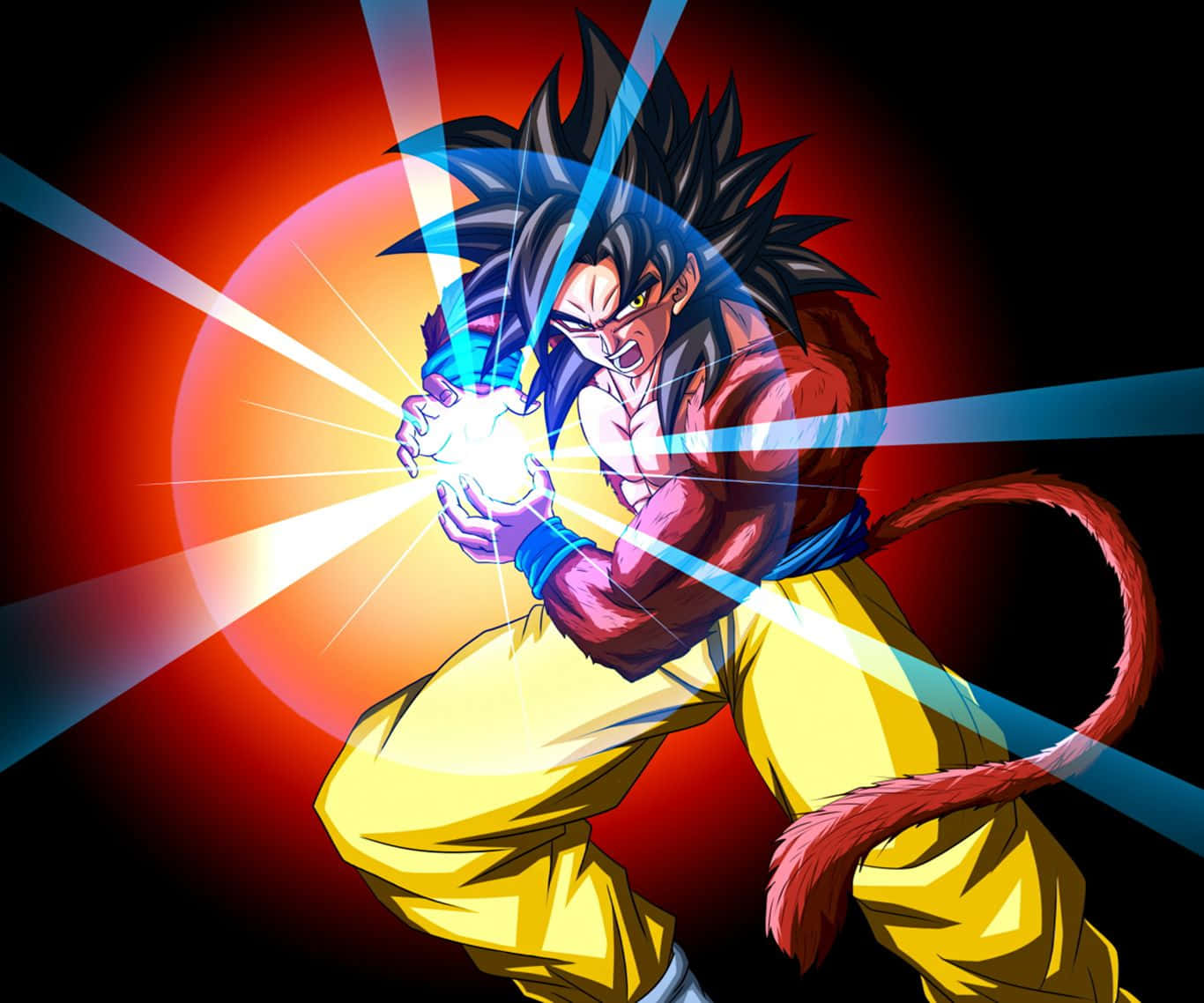 Goku Super Saiyan 4 Hands Together Background