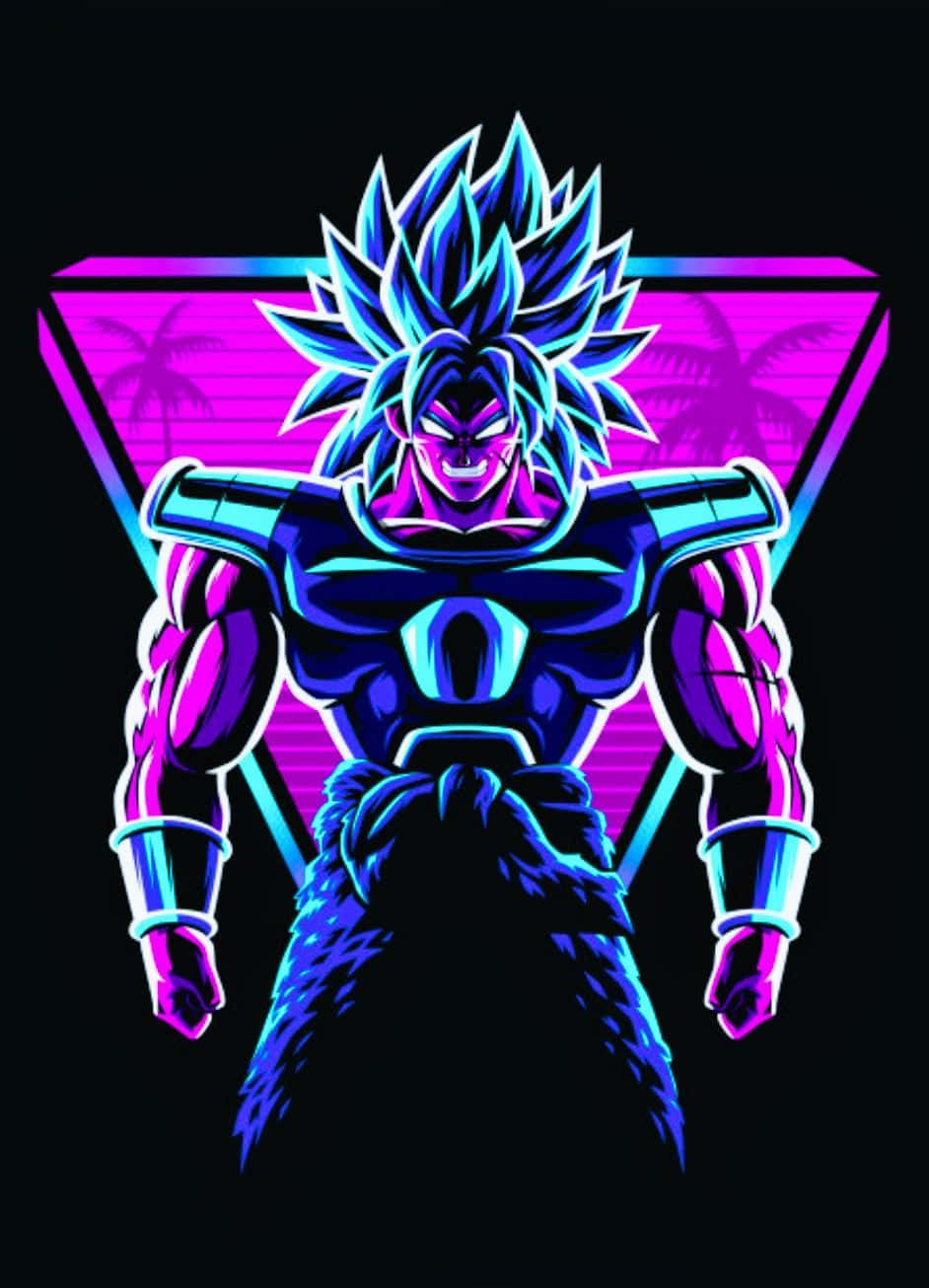 Goku Super Saiyan 4 Purple Triangle Background