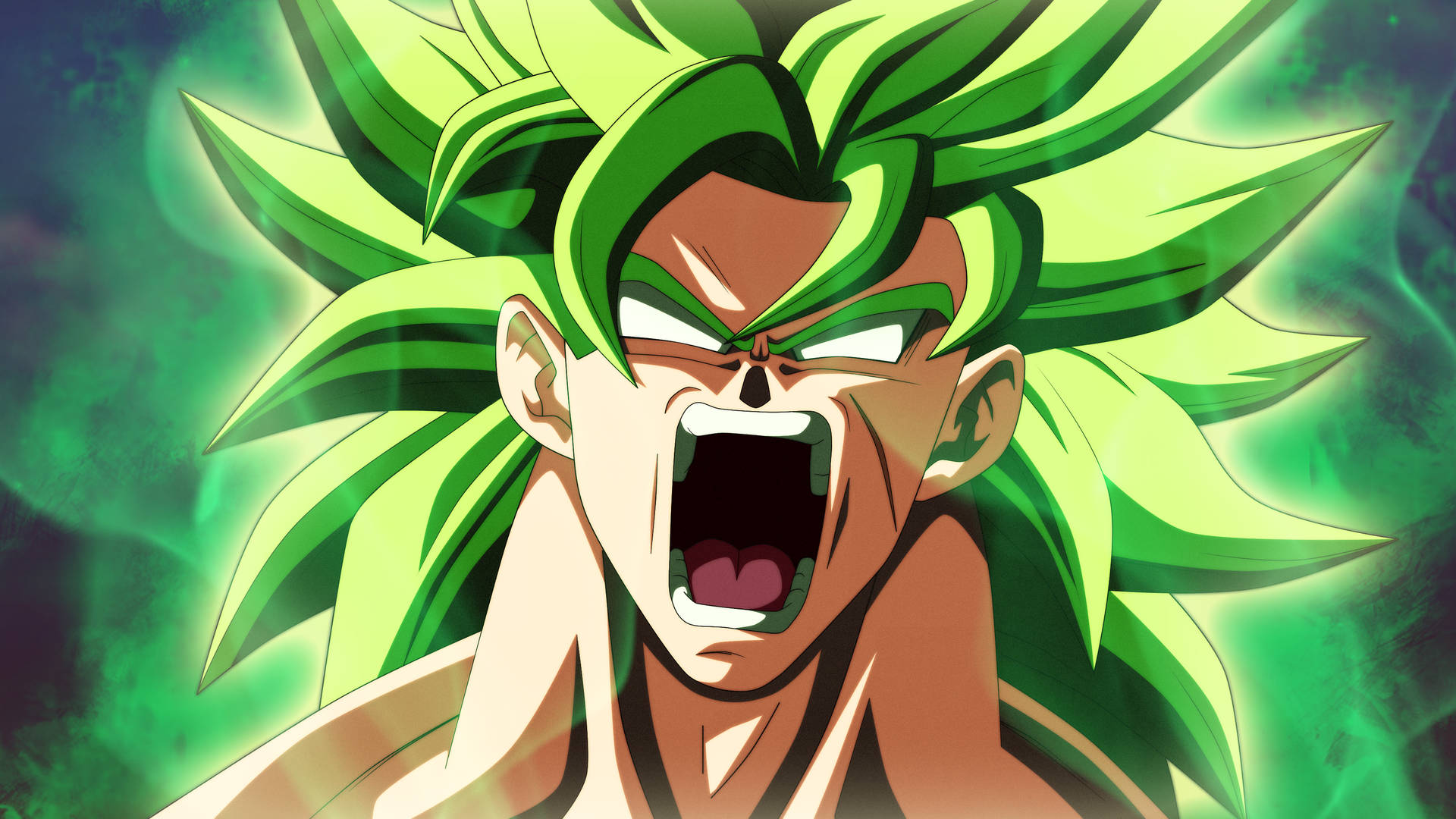 Goku Super Saiyan Green Aura Background