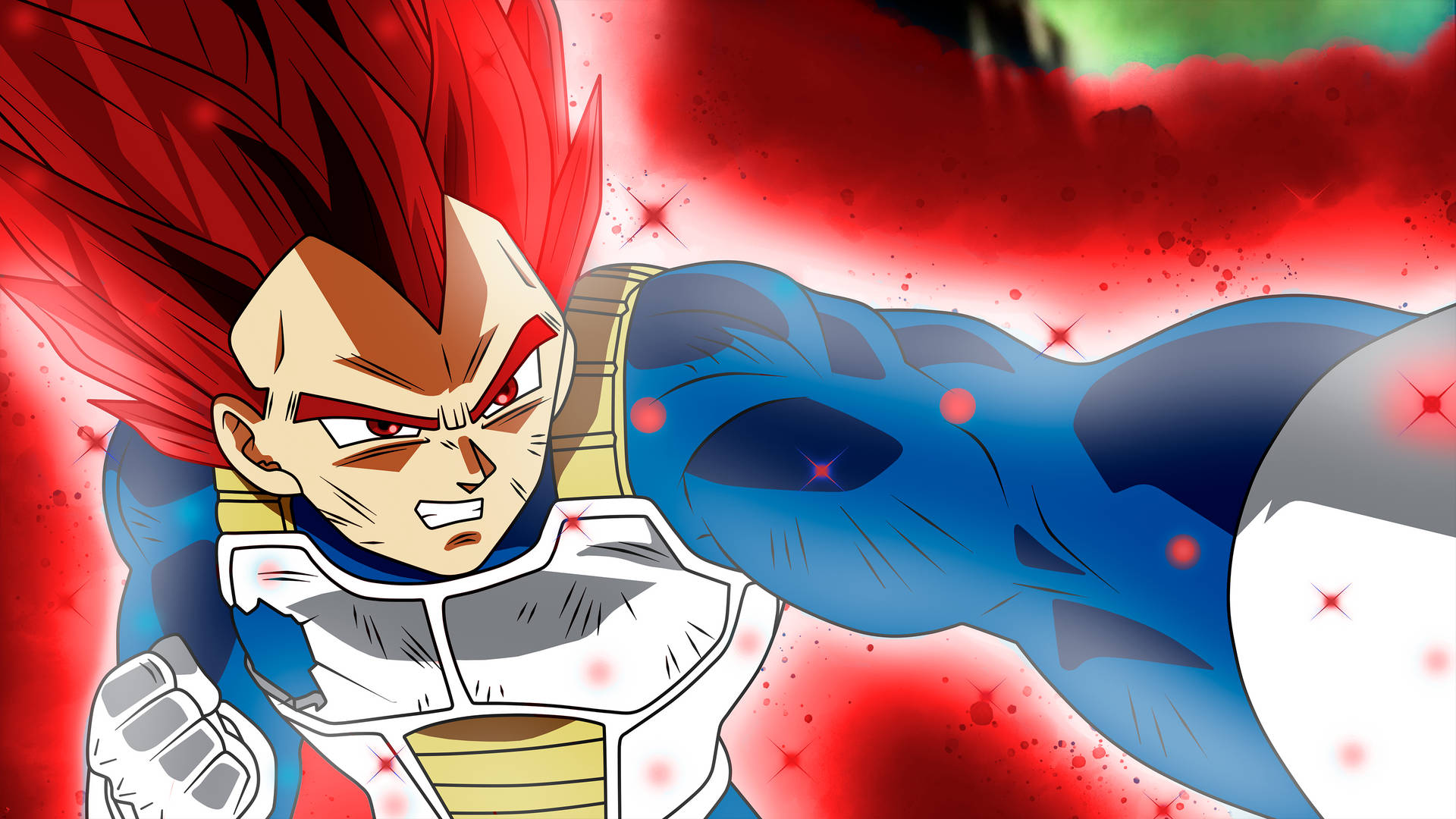 Goku Super Saiyan Vegeta Red Hair Background