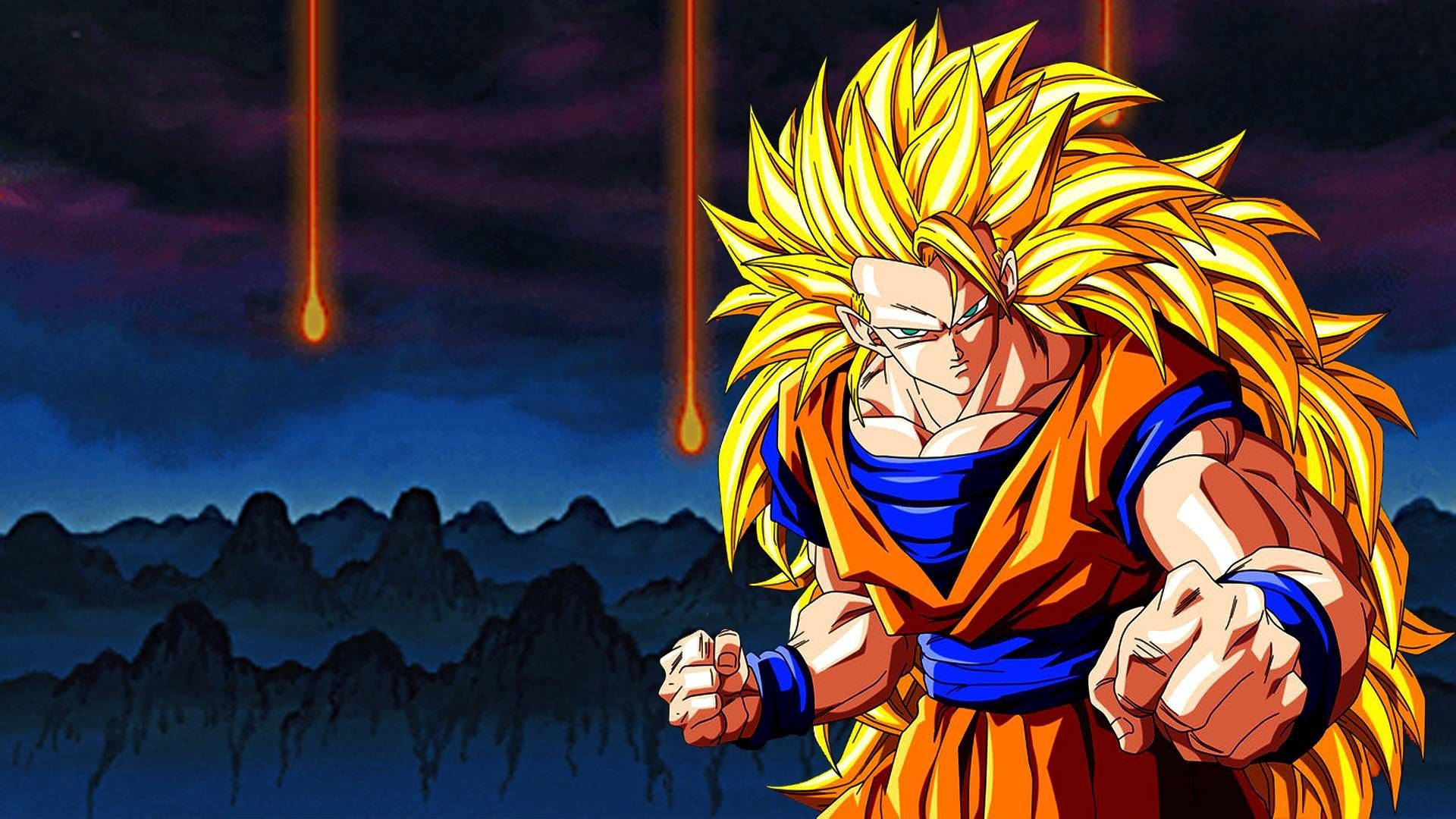 Goku Transforms Into Super Saiyan 3 Background