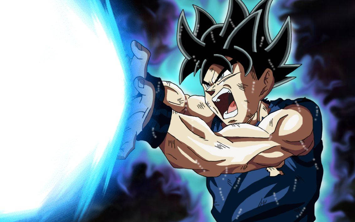 Goku Unleashes A Powerful Kamehameha Wave Background