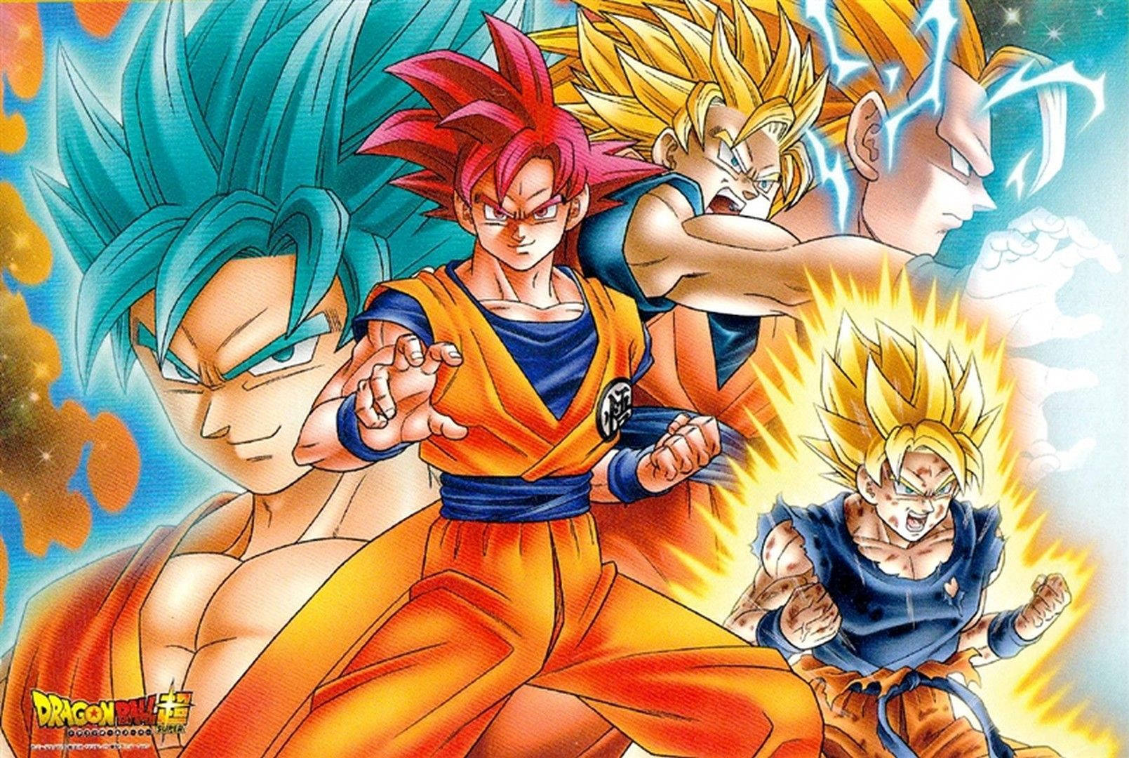 Goku Using His Super Saiyan Powers To Tackle The Bad Guys. Background