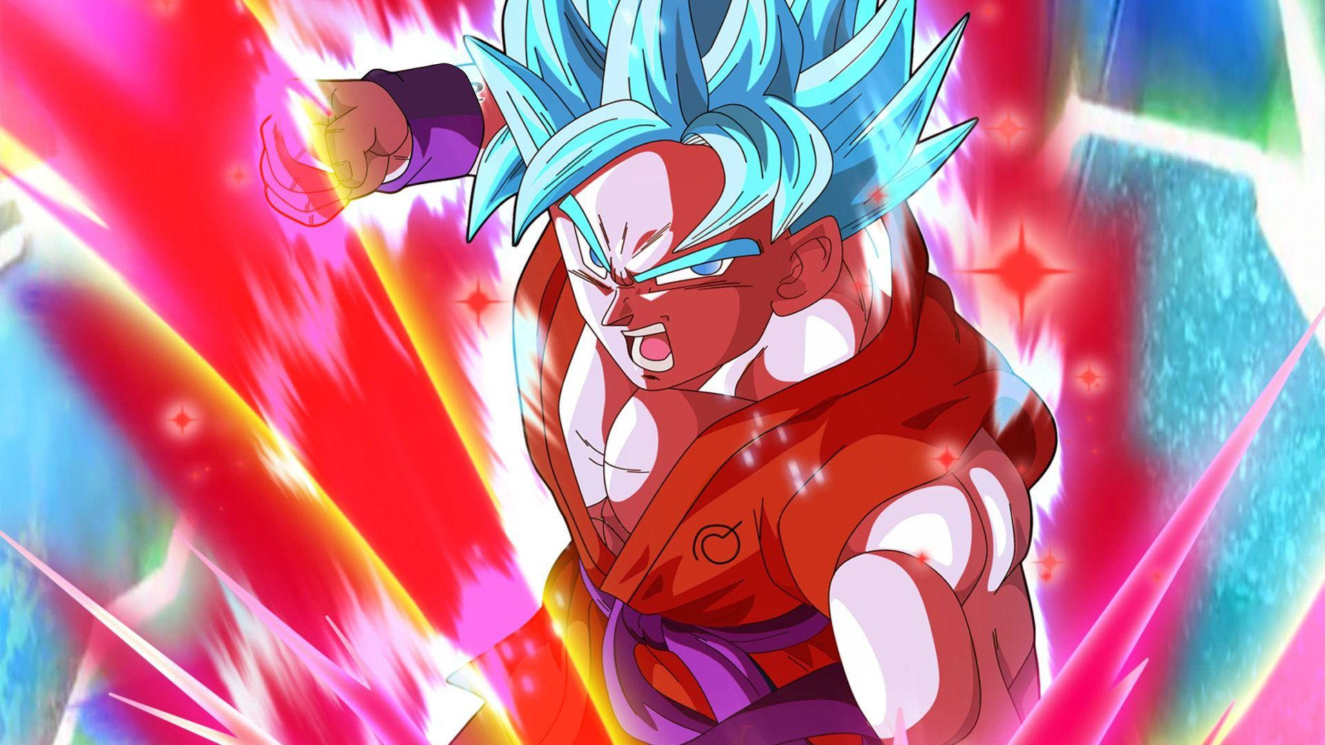 Goku With Colorful Kaioken Energy Background