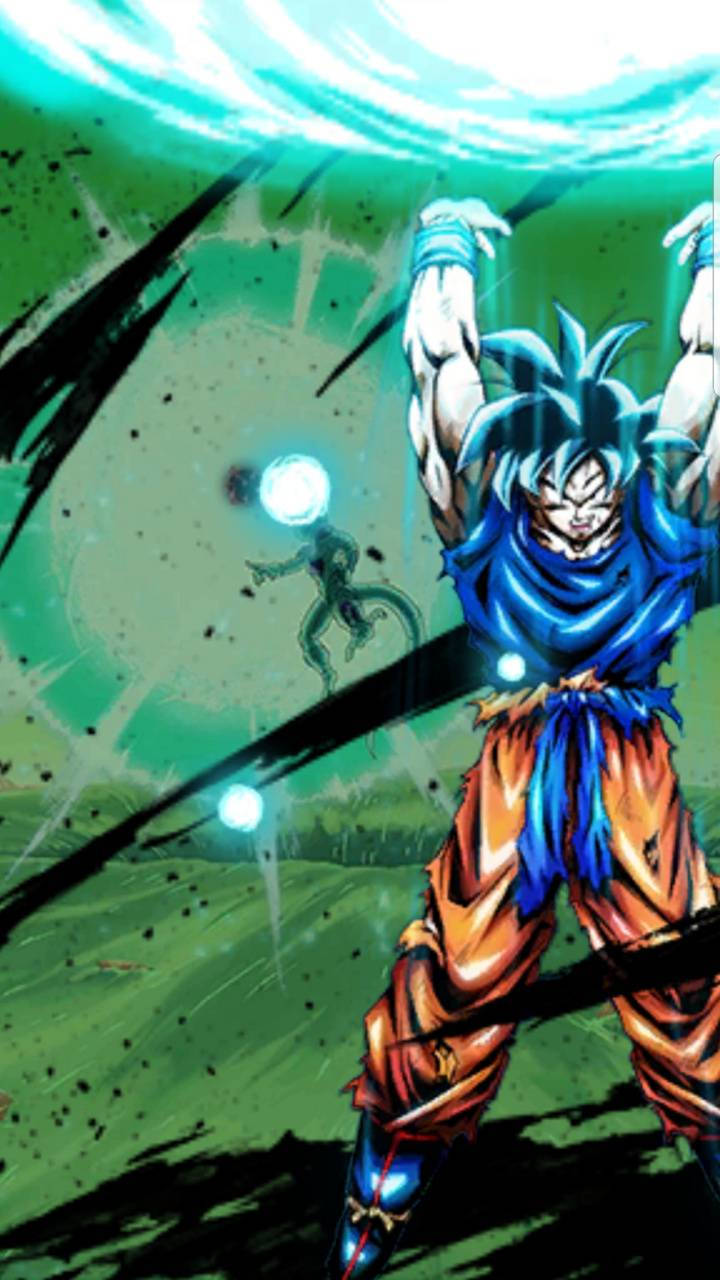 Goku With Green Spirit Bomb Background