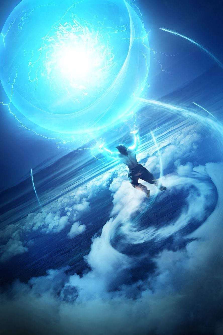 Goku With Huge Glowing Spirit Bomb Background