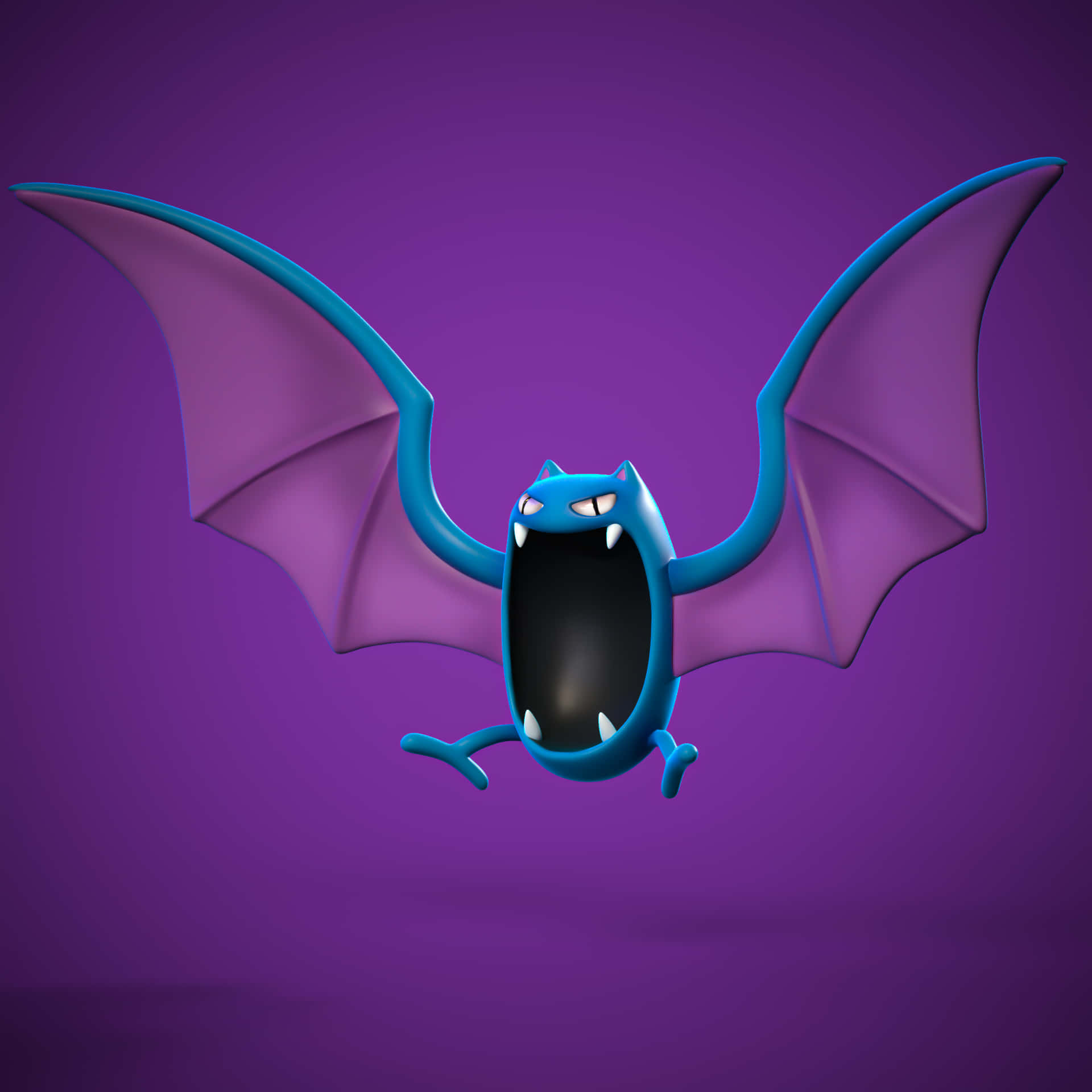 Golbat Against Bright Purple Background