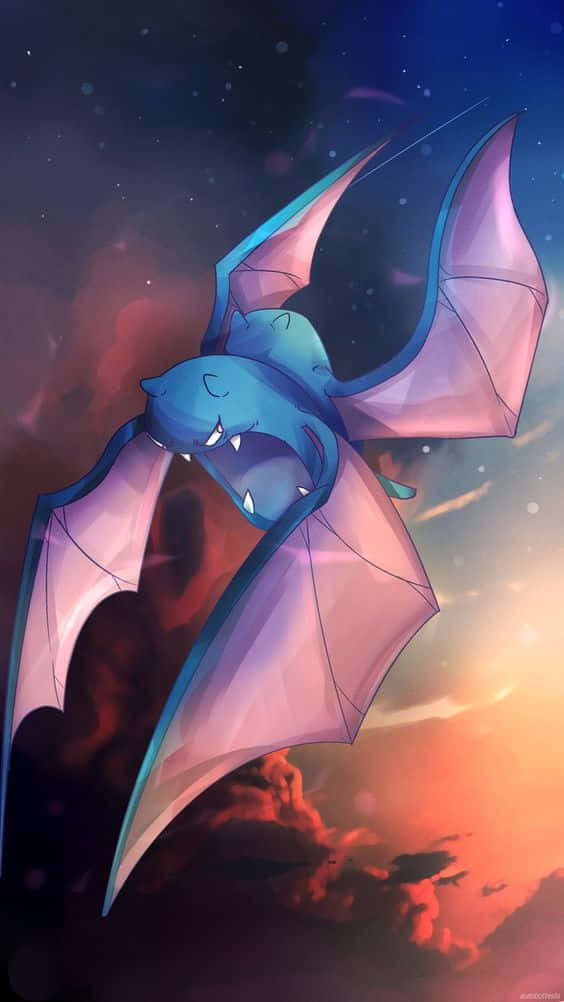 Golbat Artwork Against Sunset Sky