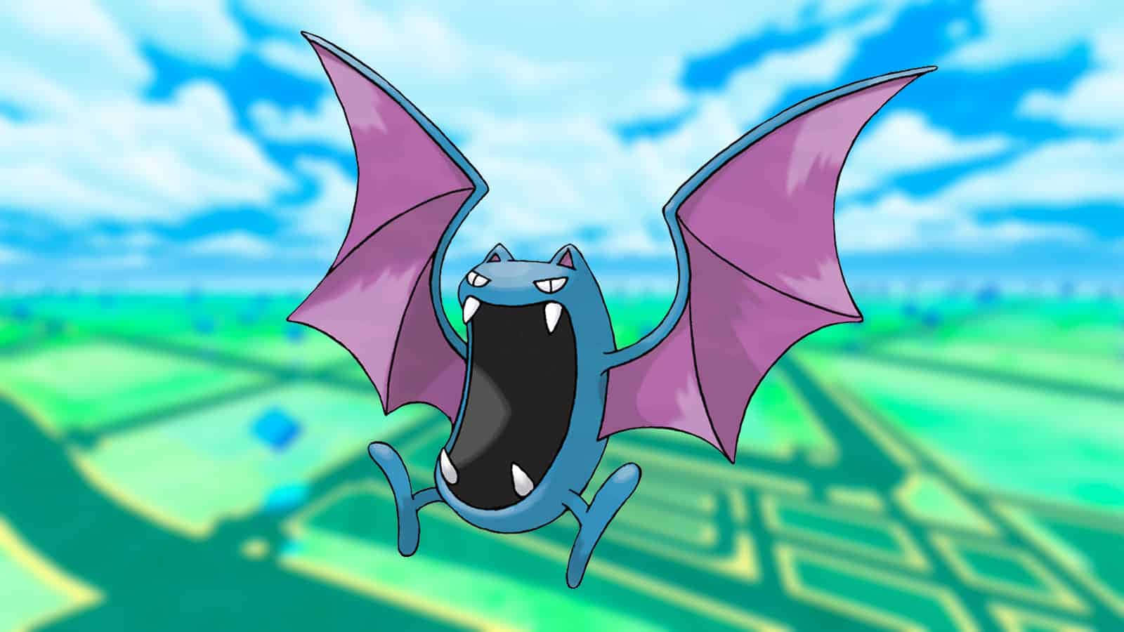 Golbat Flying Above Plain Background