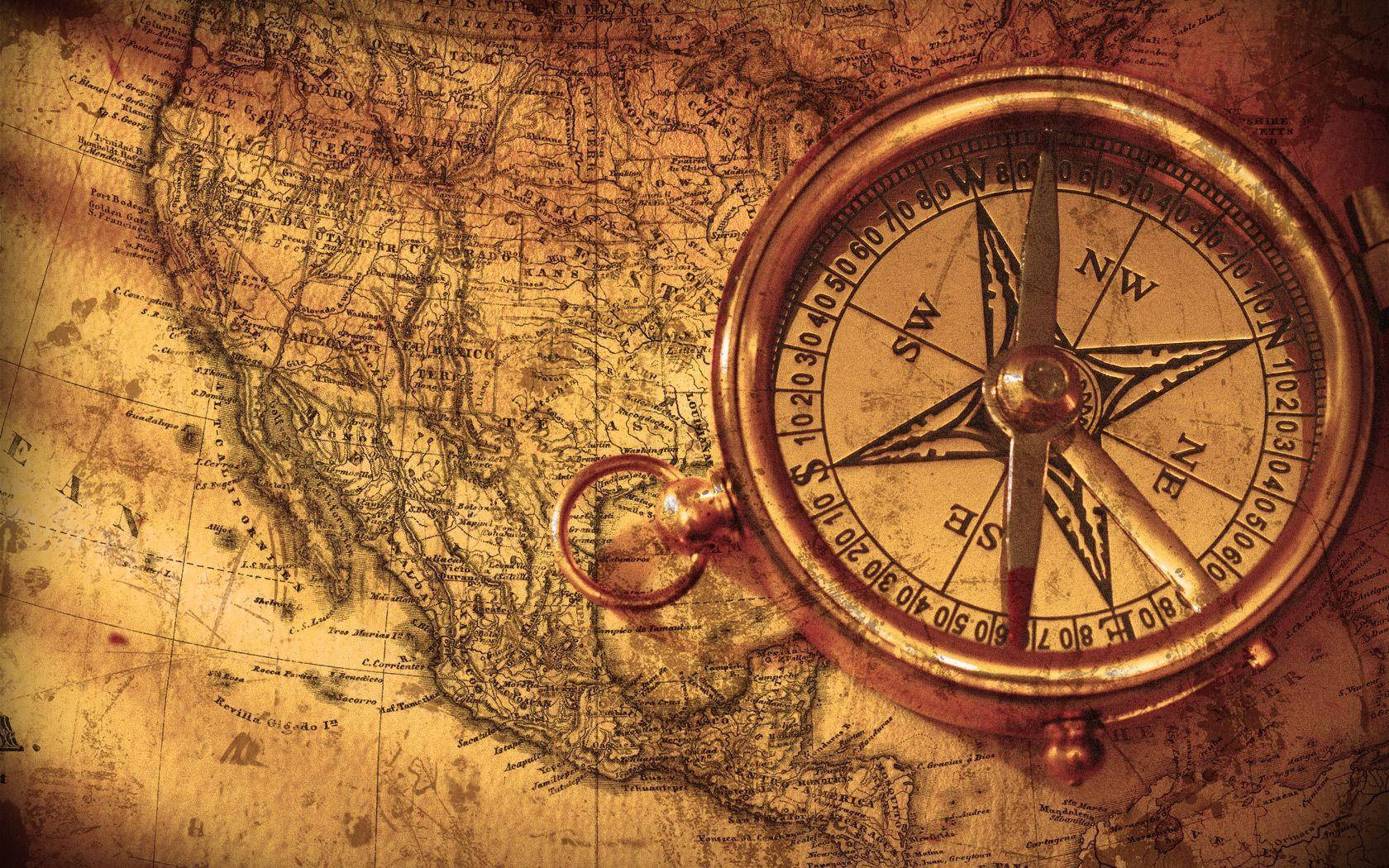 Gold Aesthetic Vintage Compass Background