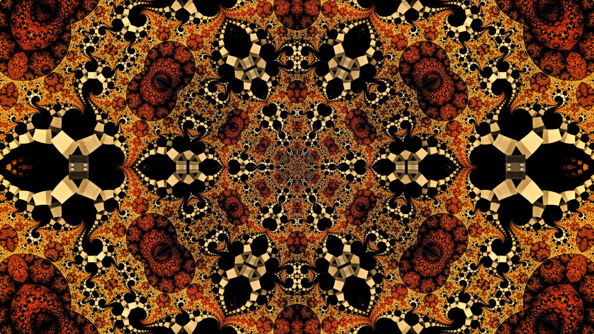 Gold Amber Kaleidoscope Pattern Background