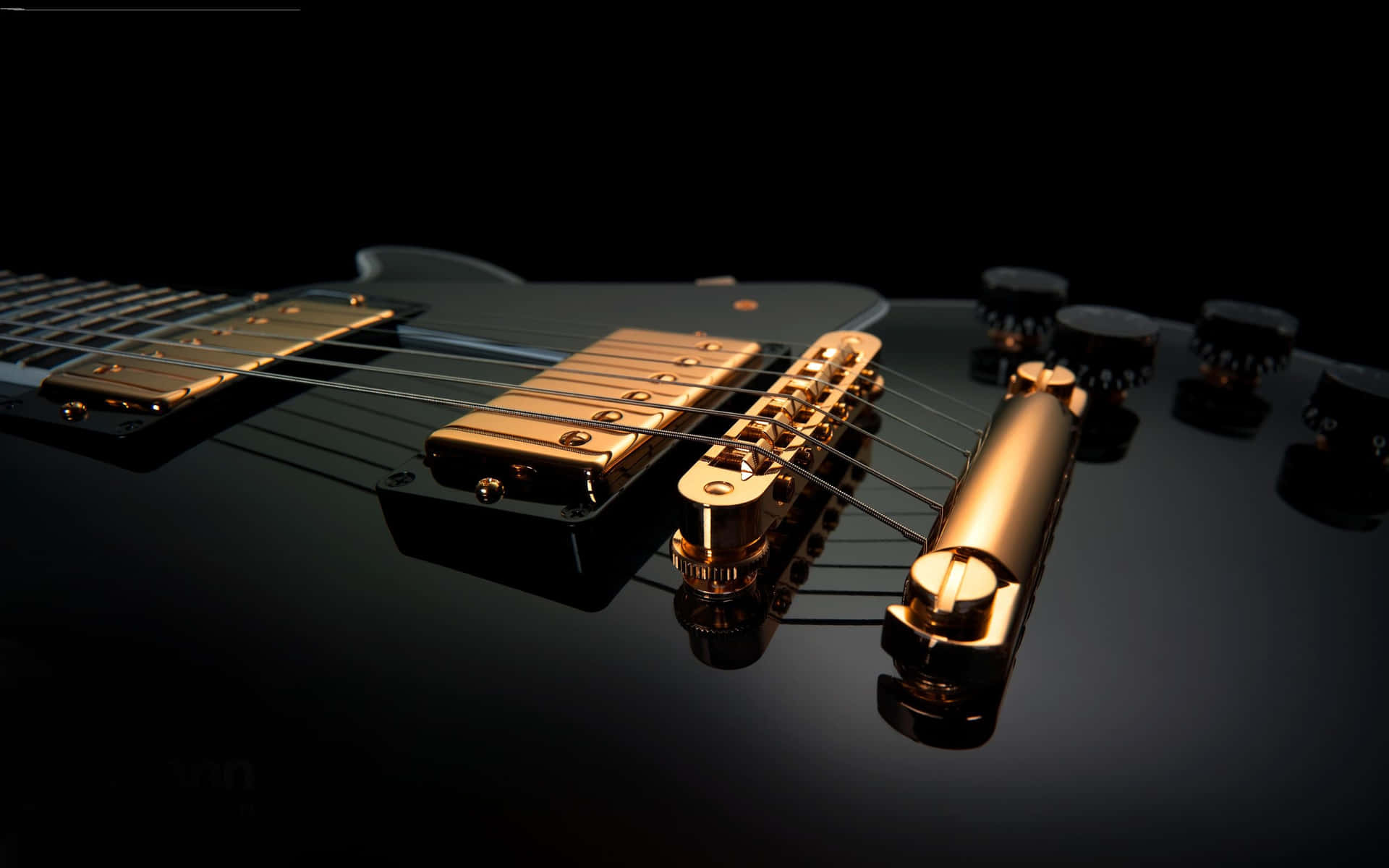 Gold And Black Electric Guitar Musical Instrument Background