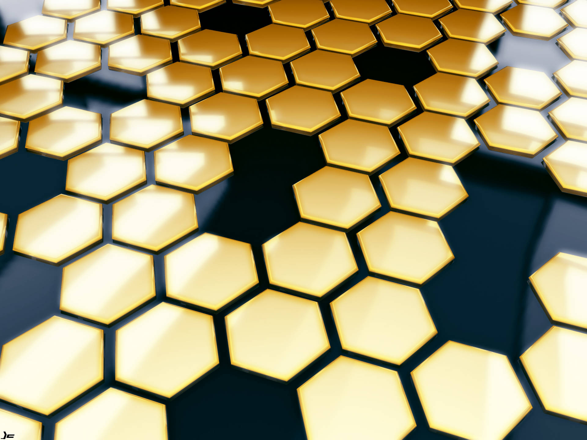 Gold And Black Hexagon Tiles Background