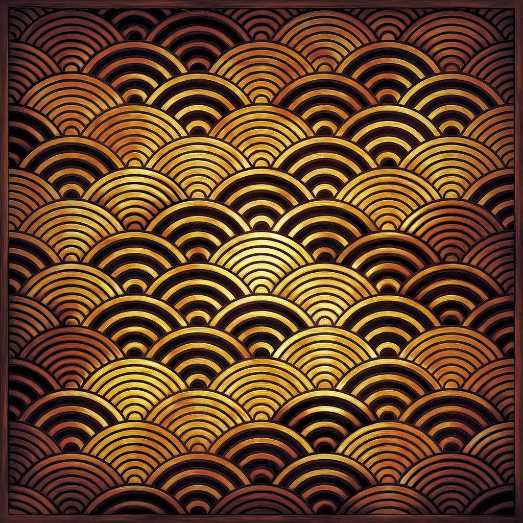 Gold And Black Japanese Waves Background