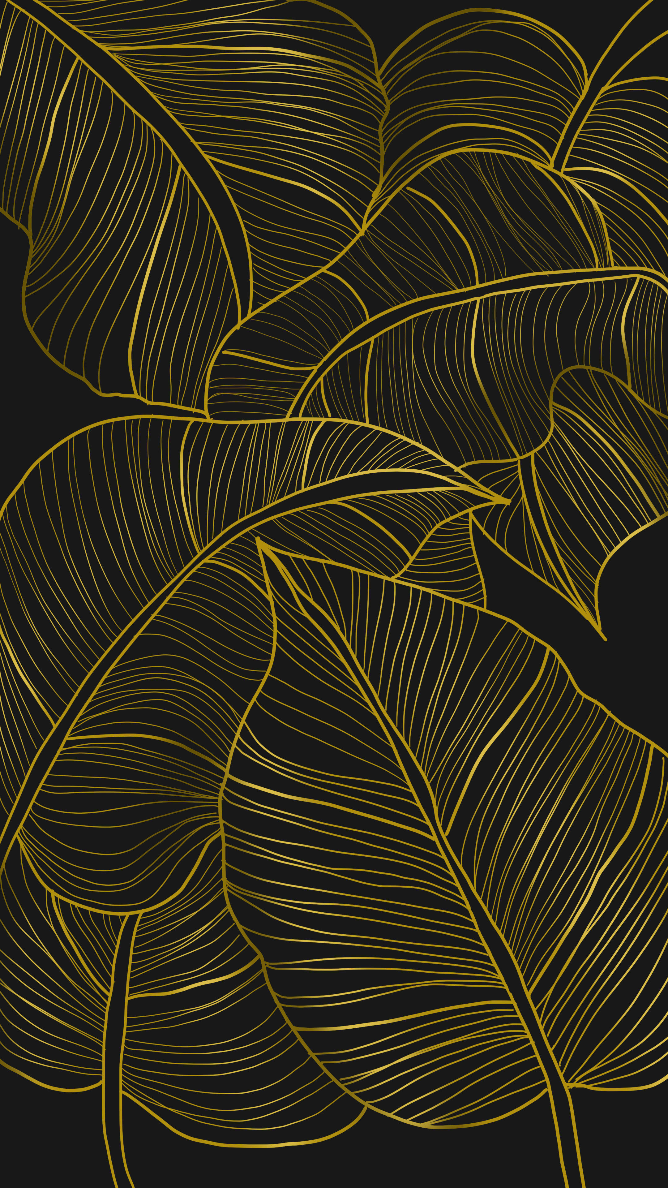 Gold And Black Minimalist Plant Background