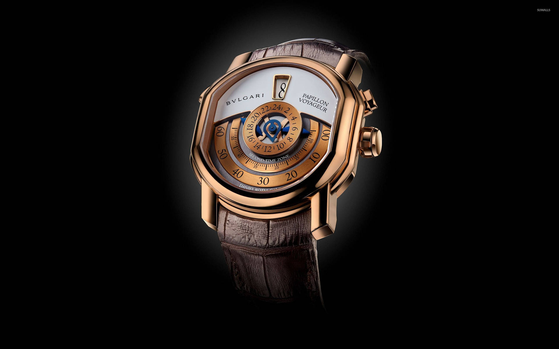 Gold And Brown Bvlgari Watch Background