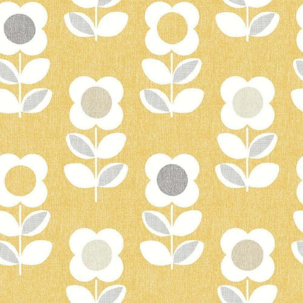 Gold And Gray 70s Floral Background