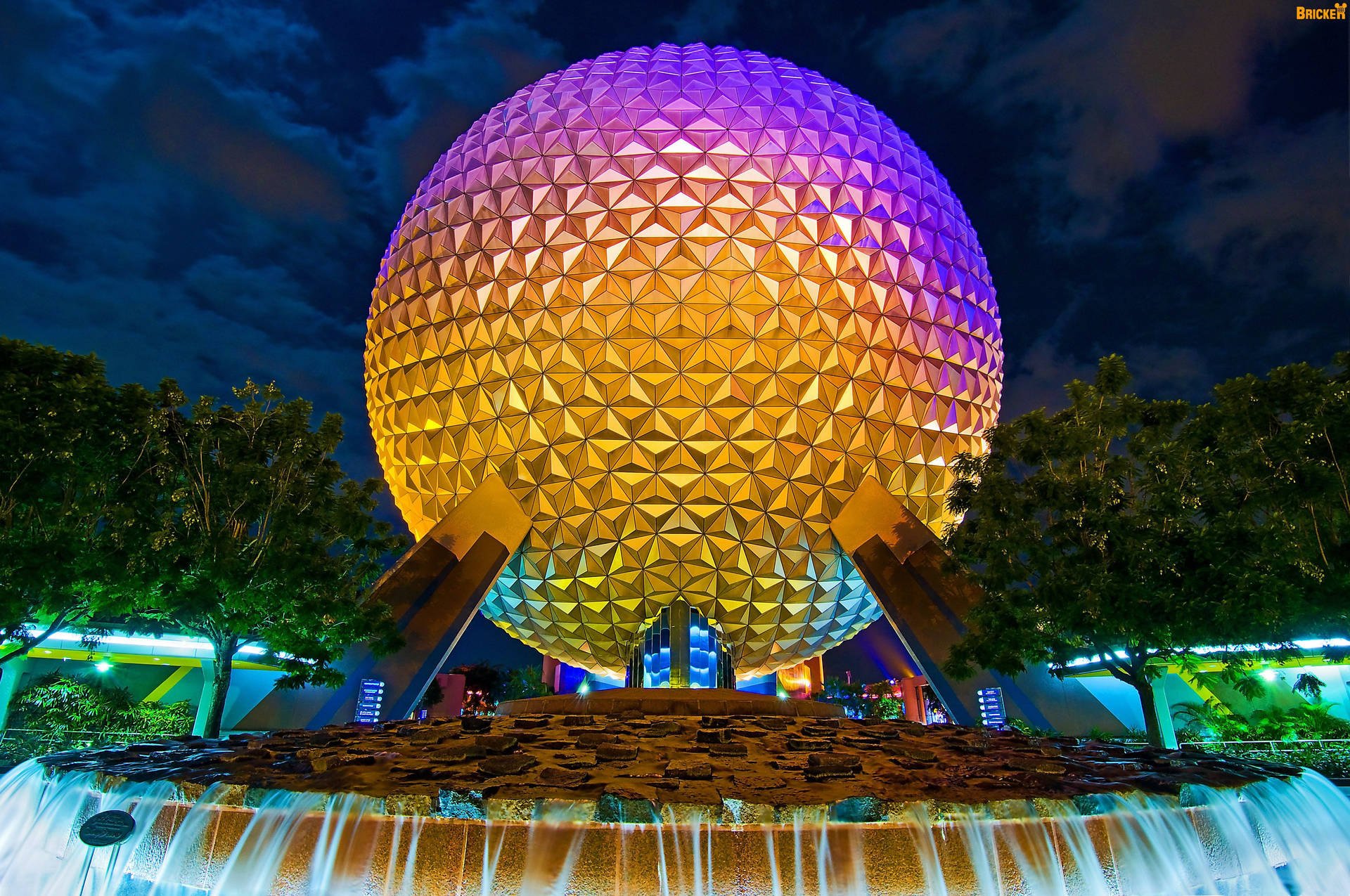 Gold And Purple Epcot Fountain Background