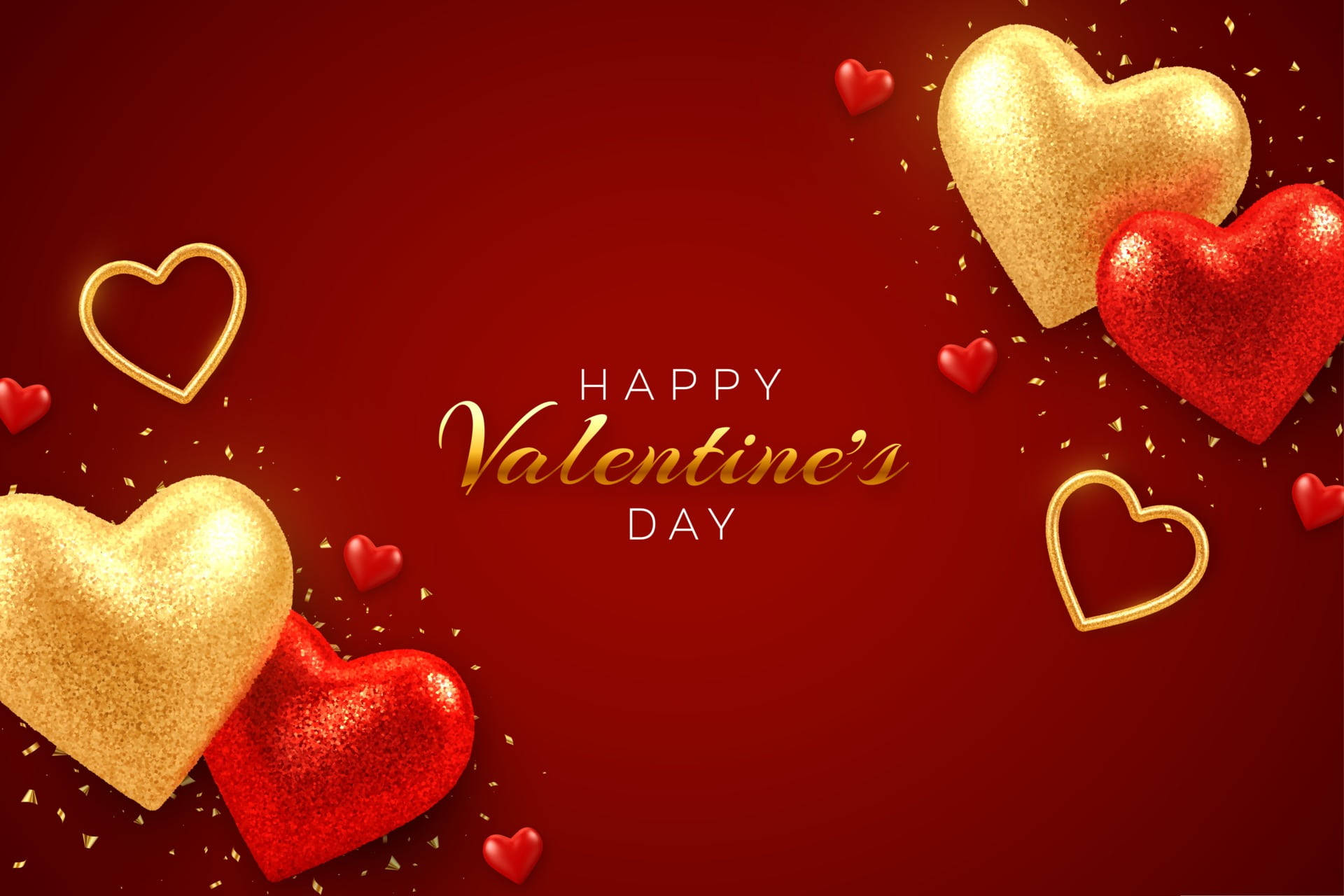 Gold And Red Happy Valentine’s Day Background