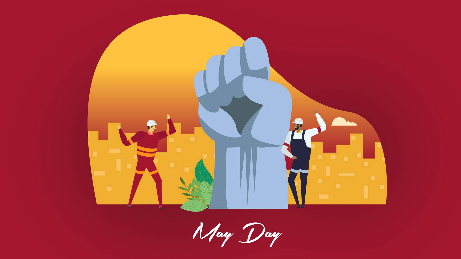 Gold And Red May Day Background